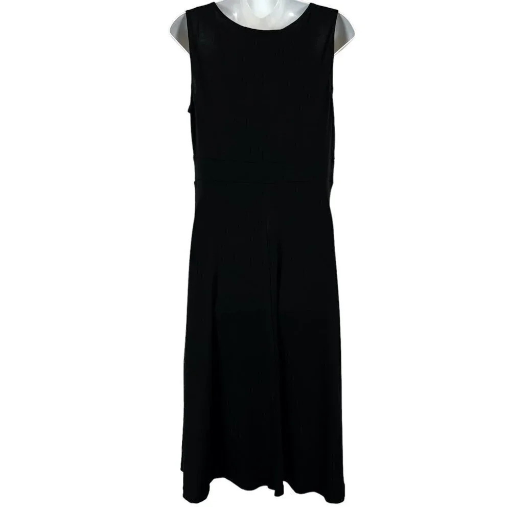 Madison Leigh Womens Black Pink Sleeveless Jersey Knit Stretch Midi Dress sz 10 - Picture 11 of 16